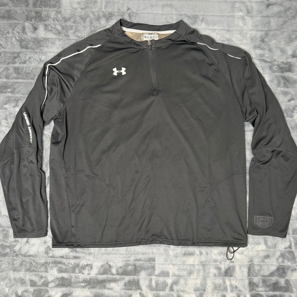 Under Armour Mens XL Allseasongear 1/4 Zip Pullover Black JennieO Logo Loose Fit